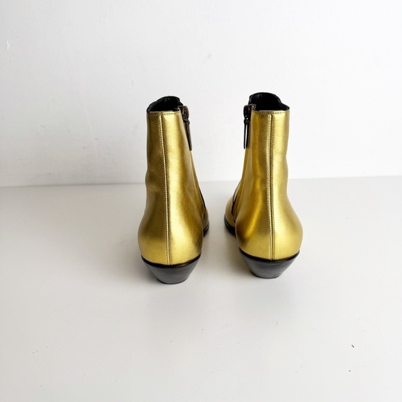 NWT Saint Laurent West 45 Gold Ankle Boots size 37.5 - Picture 4 of 10